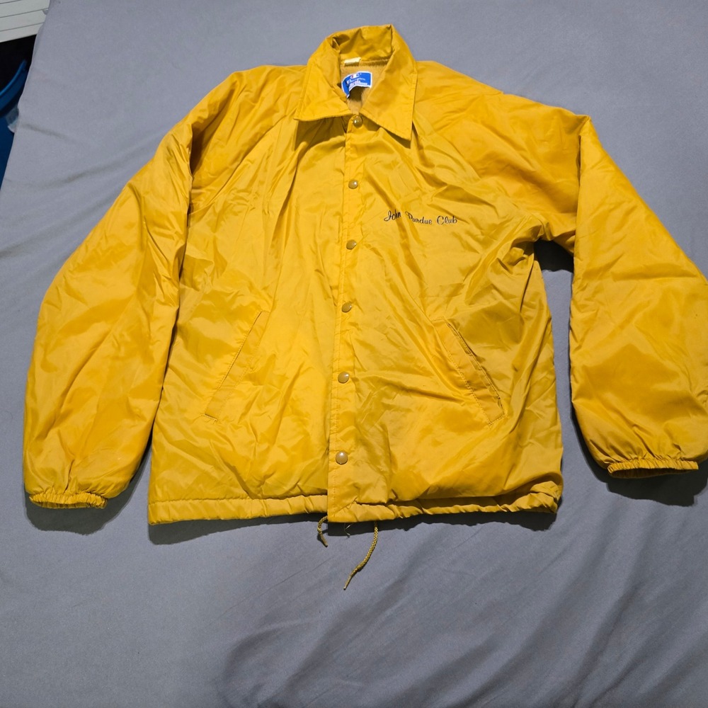 Vintage Champion Coaches Jacket Mens Large Gold John Purdue Club USA Made 80's